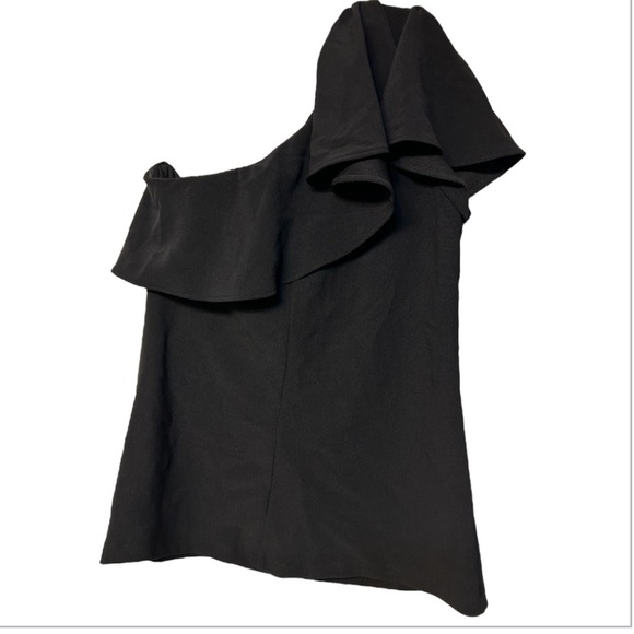 Boston Proper Black One-Shoulder Ruffle Top - Picture 3 of 5